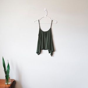 Socialite Olive Mesh detail Flowy Tank SM